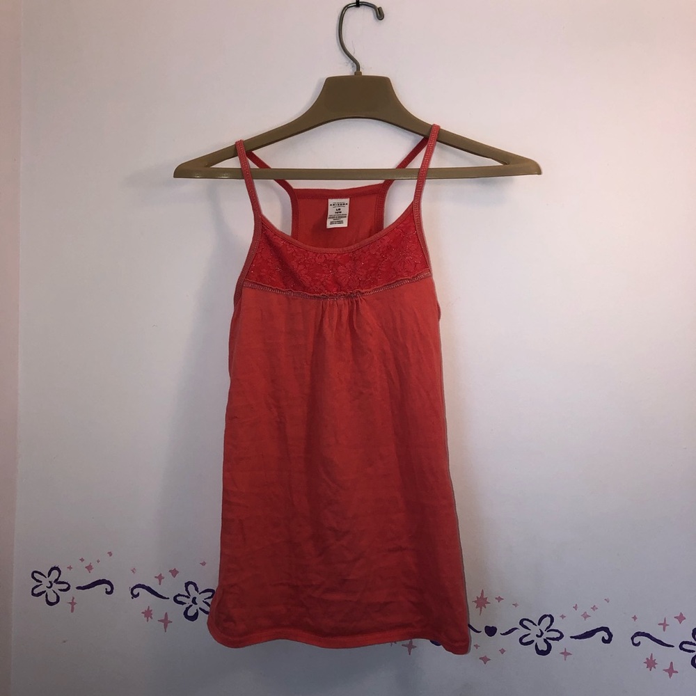 Arizona Girls tank top coral pink with lace
